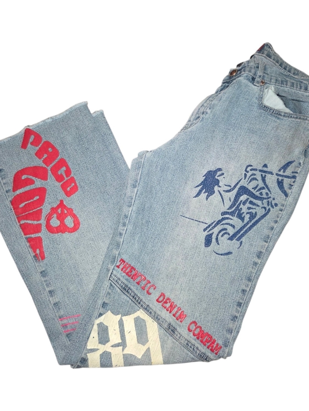 Paco jeans Vintage 90s Light Wash With Graphics Size 11 Cut Off